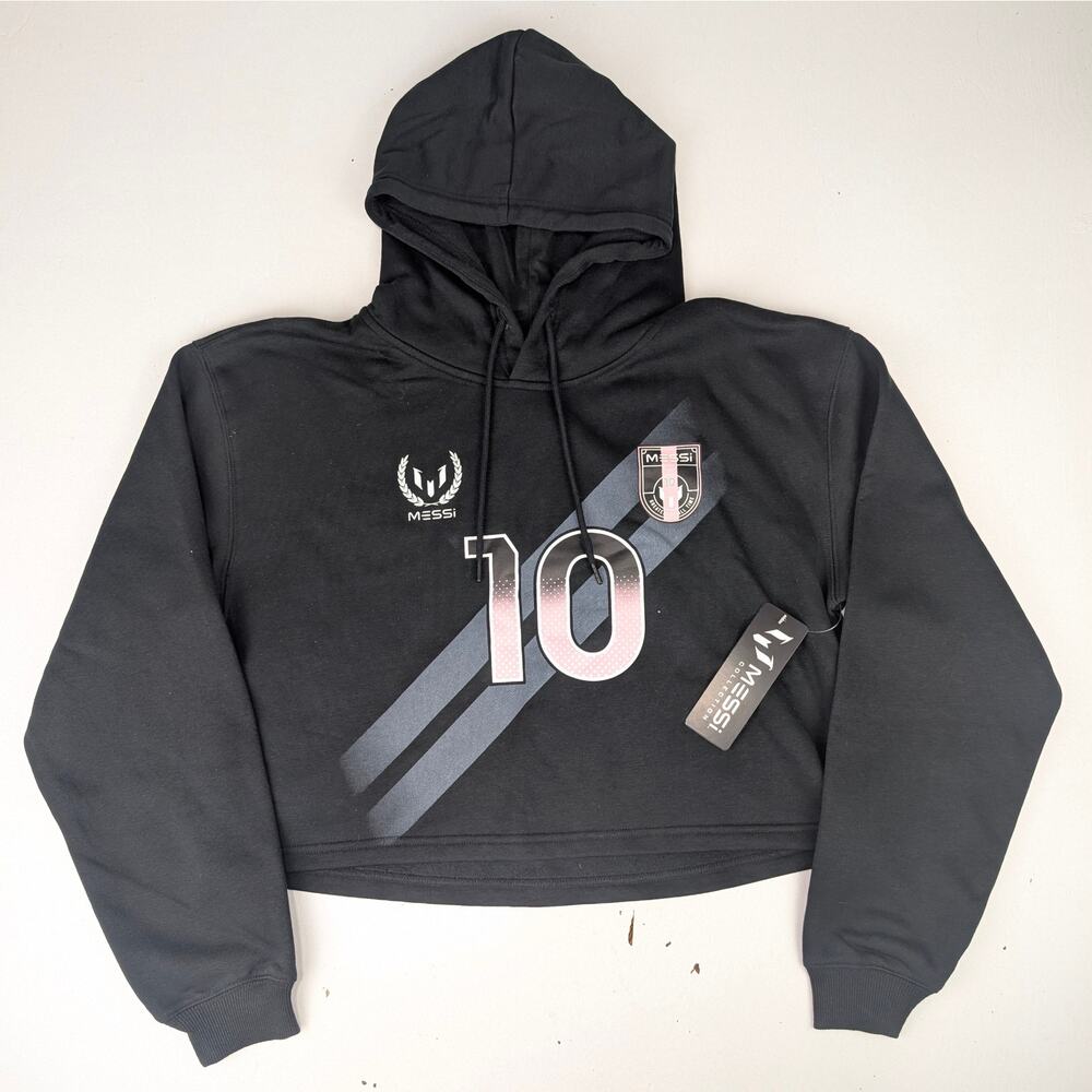 Lionel Messi Women's Medium Black Crop Hoodie - New